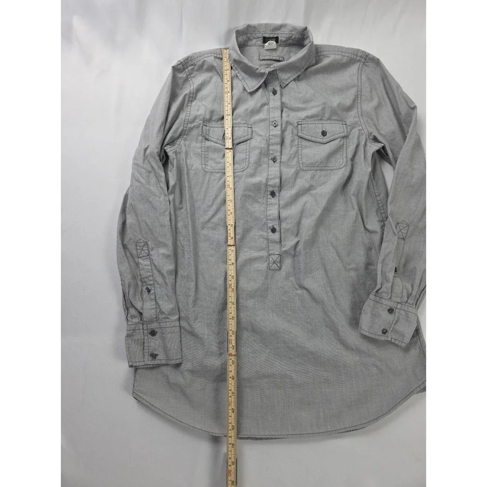 J.Crew Shirt Mens‎ Mens Gray Long Sleeve Popover Utility Cotton Style 37664